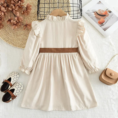 New Long Sleeved Casual Dress With Bow Tie