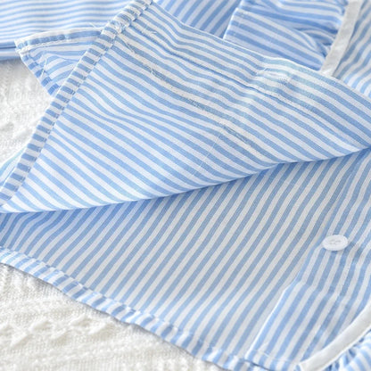 Striped Ruffled Shirt & Skirt 2Pcs Set