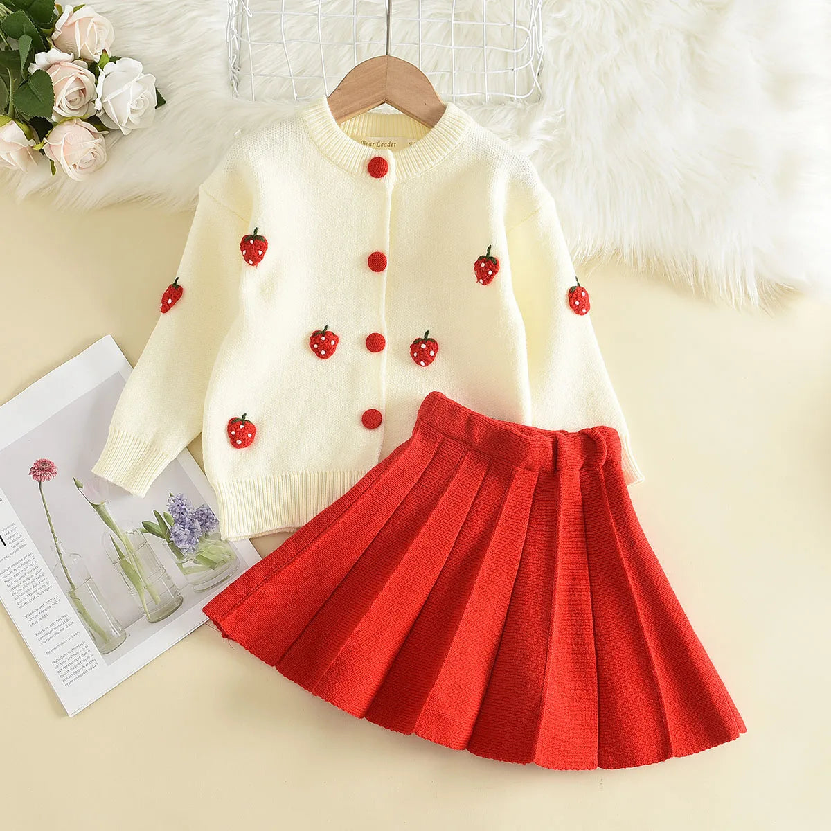 Knitted Sweater Top & Skirt 2pcs Set