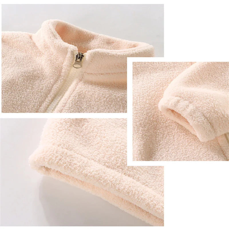 Warm Freece Plush Thickened Cardigan Top & Pants Set
