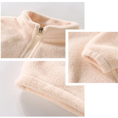 Warm Freece Plush Thickened Cardigan Top & Pants Set