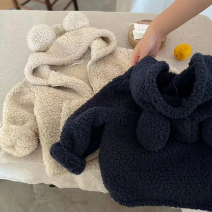 Teddy Bear Plush Hooded Zipper Sweater