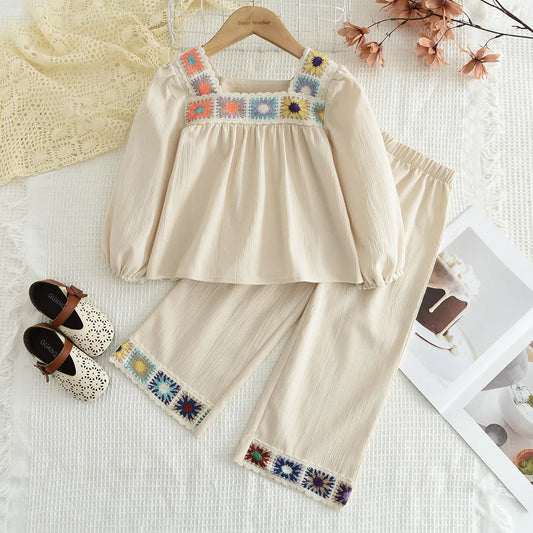 Flower Knitted Embroidered Lace Set