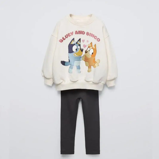 Bluey & Bingo Cotton Sweatshirt & Matching Pants Set