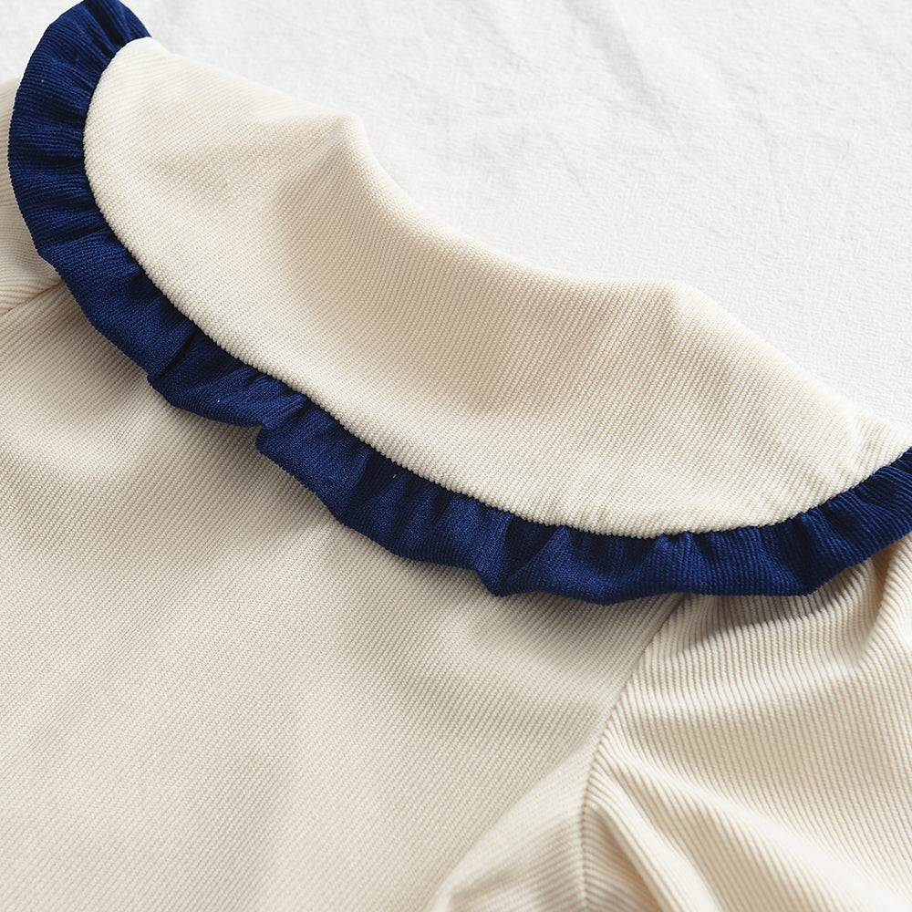 Long Sleeve Shirt Top & Bow Skirt Two Piece Set