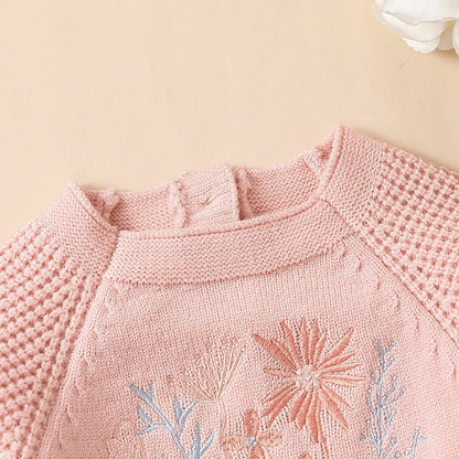 Soft Cotton Flower Embroidery Romper