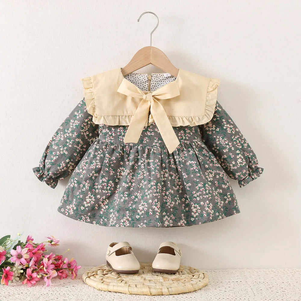 Flower Collar Bow Dress