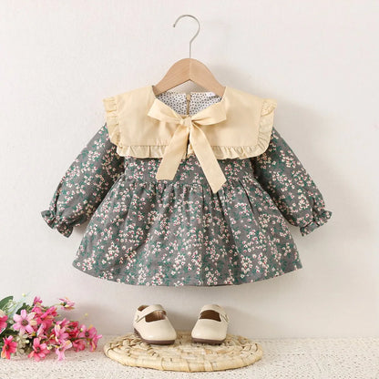 Flower Collar Bow Dress