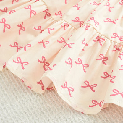 Two Piece Bow Top & Pleated Skirt Set