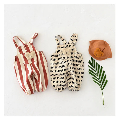 100% Cotton Striped Onesie with Teddy Bear