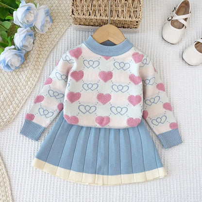 Love Top & Pleated Skirt Two-Piece Set