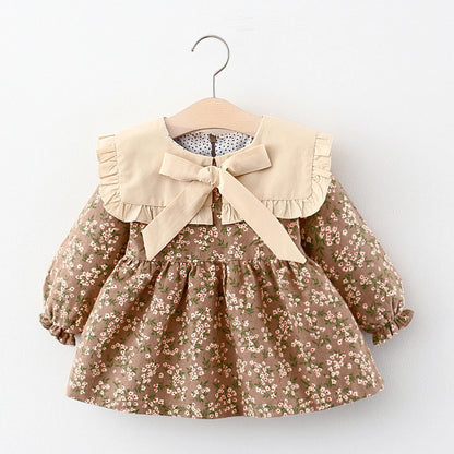 Charming  Floral Bow Collar Dress