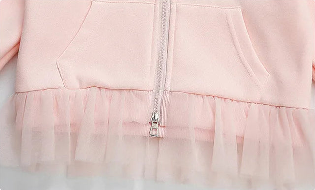 Elsa Princess Zippered Hooded Jacket & Bellbottom Pants