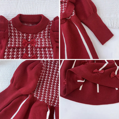 Butterfly Bow Plaid Princess Dress