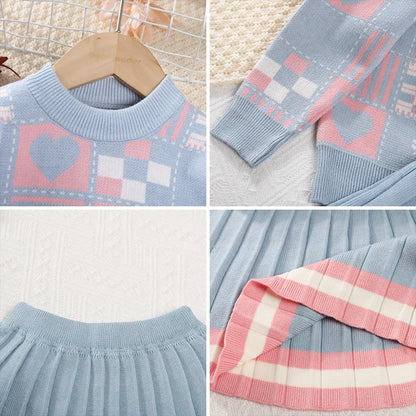 Thick Knit Pullover & Skirt Set