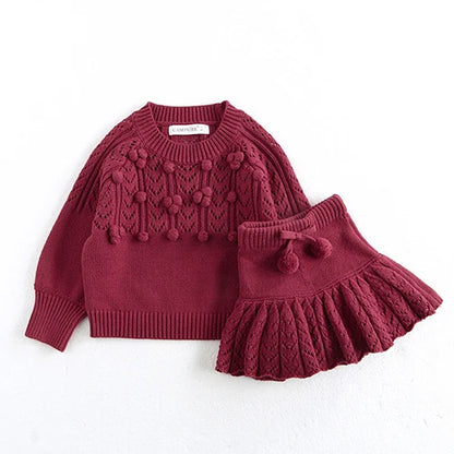 Elegant Knitted Pullover Sweater & Skirt Set