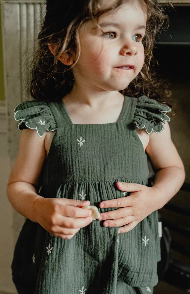 Organic Cotton Embroidery Girl Set