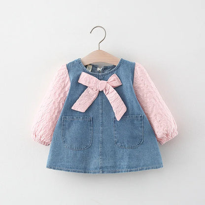 Girl Bow Denim Dress – Adorable Spring & Fall Outfit