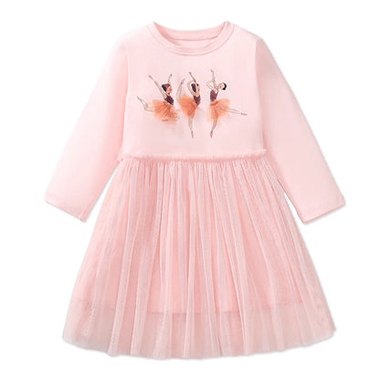 Cotton Girls Long Sleeve Ballet Dancer Dress