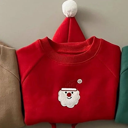 Soft Cotton Fleece Christmas Bodysuit With Hat