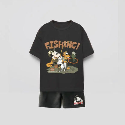 Mickey Fishing Premium Cotton T-Shirt & Shorts Set