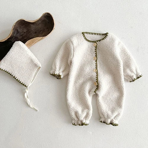 Plush Thicken Warm Romper & Hat