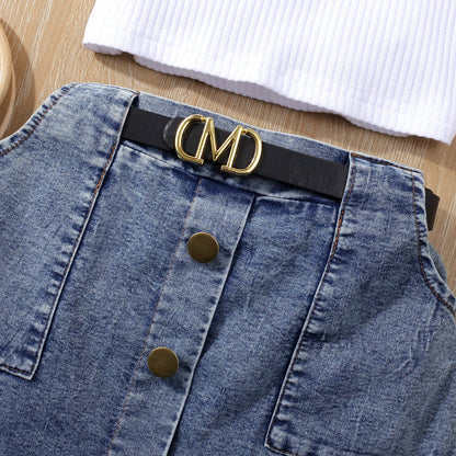 Vest Top & Denim Skirt Set