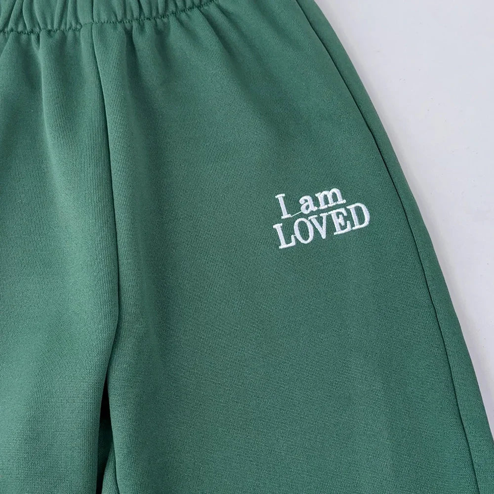 I am Loved Hoodie And Green Pants Set