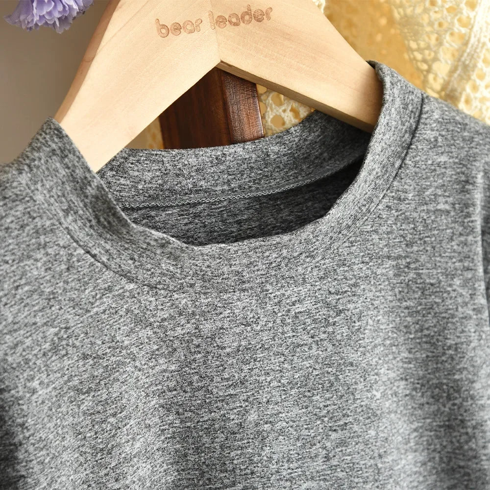 Gray Sleeveless Pocket Vest Dress & Long Sleeved Top Two-piece Set