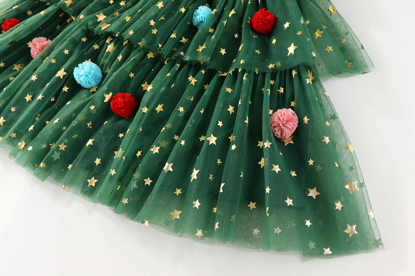 Christmas Green Mesh Sequins Dress