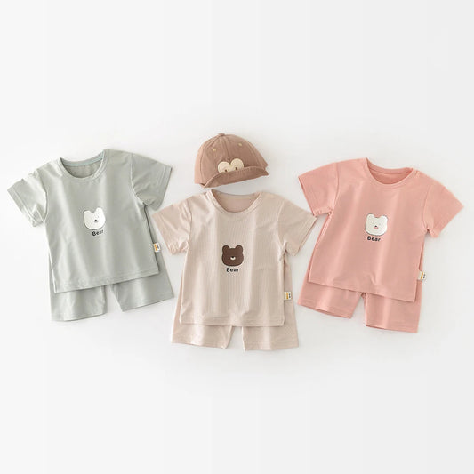Cartoon Bear T-shirt +Shorts Set 2PCS