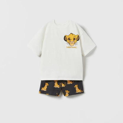 Simba Pattern Boys' Summer Tracksuit Set 2025