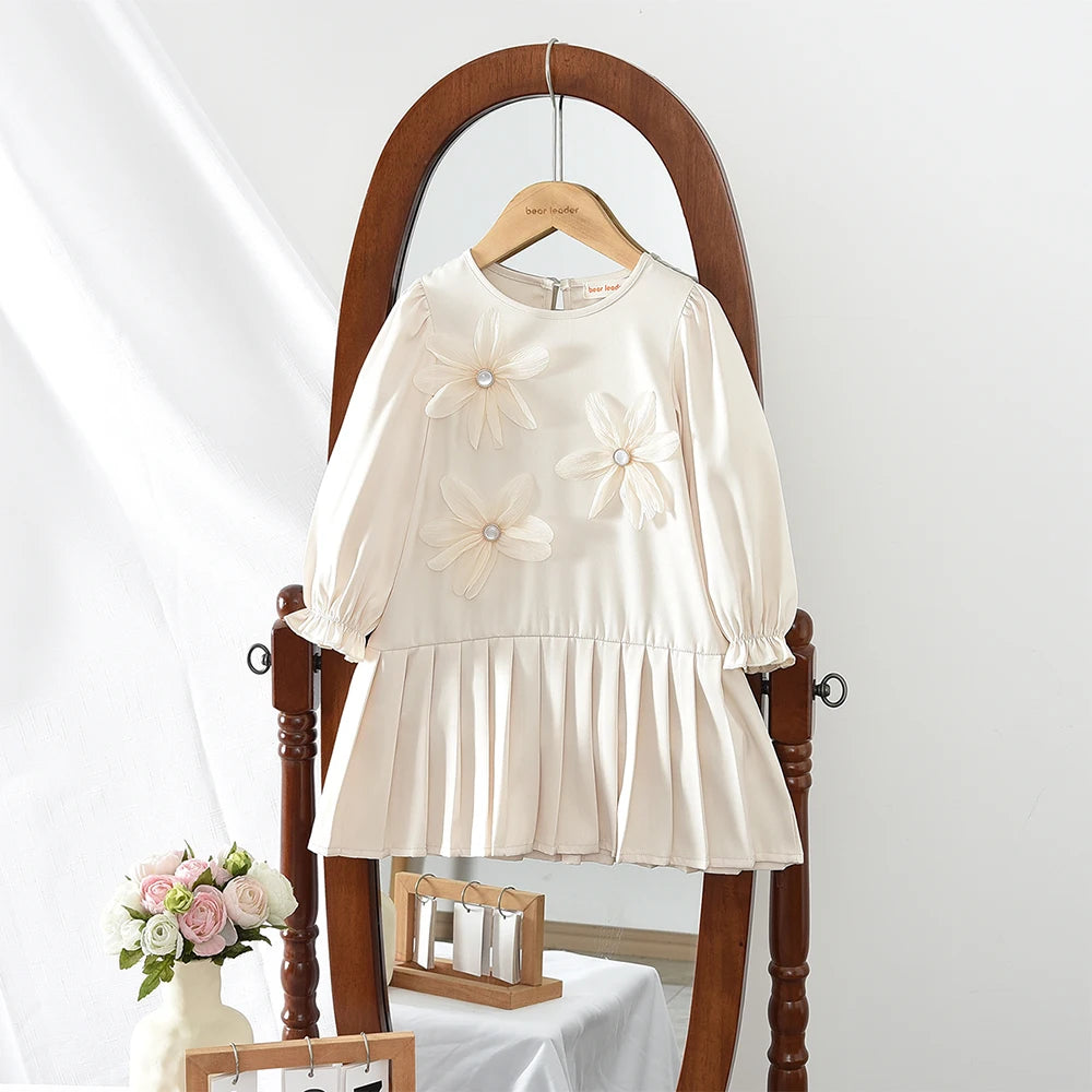 Flower Splicing Pleated Dress