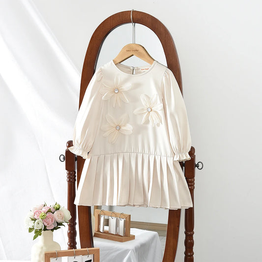 Flower Splicing Pleated Dress