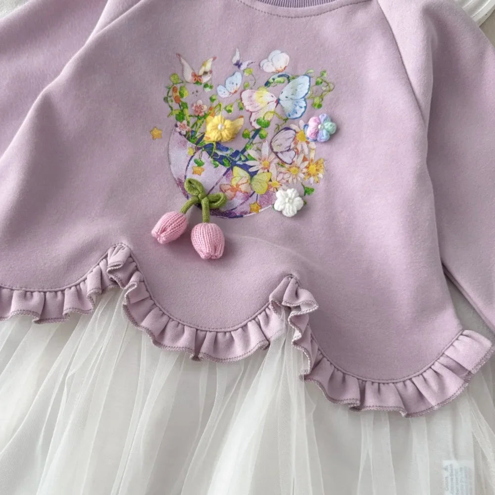 Flower Mesh Patchwork Dress