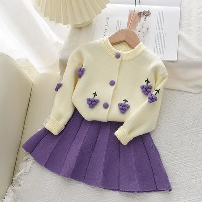 Knitted Sweater Top & Skirt 2pcs Set