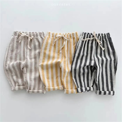 Vintage Linen Cotton Stripe Pants for Kids – Stylish & Comfortable!