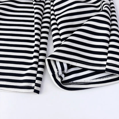 Stripe Collar Long Sleeve Top And Pants Set