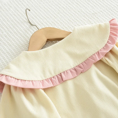 Sweet Lapel Embroidered Top & Bow Skirt Two-piece Set