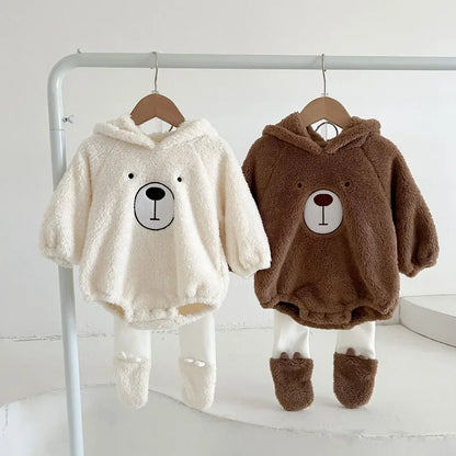 Winter Hooded Jumpsuit & Pants Two-piece Set