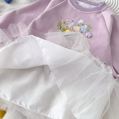 Flower Mesh Patchwork Dress