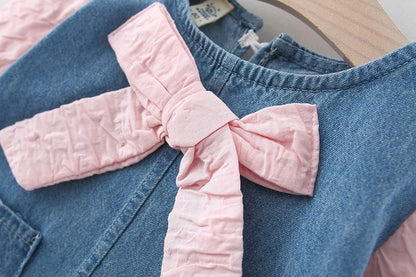 Girl Bow Denim Dress – Adorable Spring & Fall Outfit