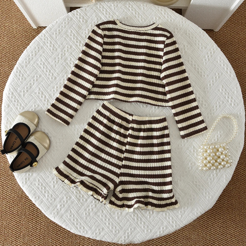 Striped Top & Shorts Two-Piece Set