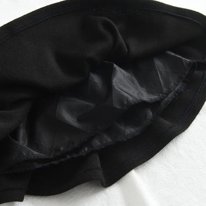 Black Edge Round Neck Button Top & Skirt Two Piece Set