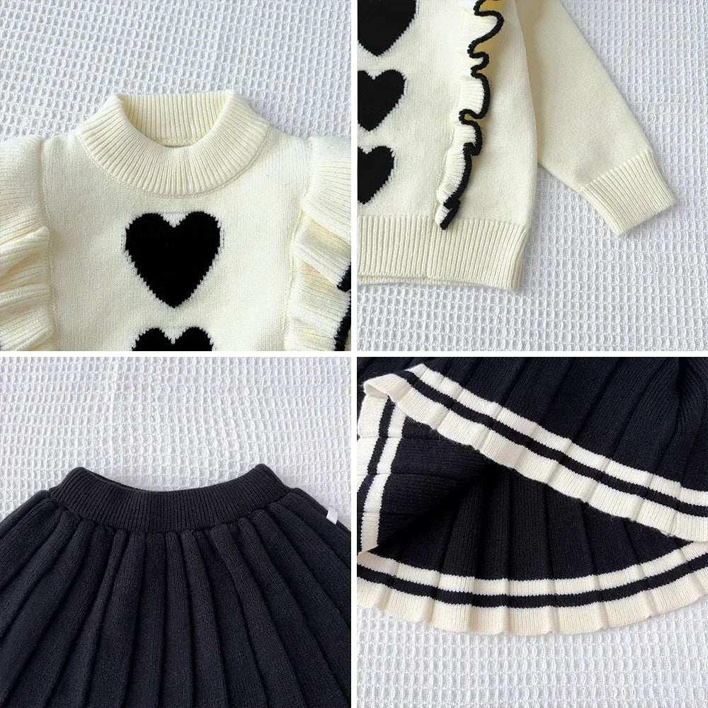 Love Sweater Top & Pleated Skirt 2-Piece Set