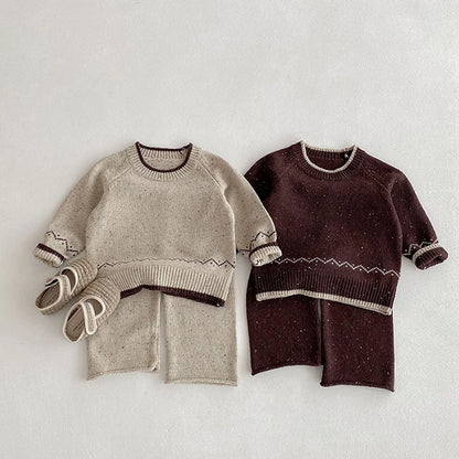 Knitted Long Sleeve Pullover Top & Pants Set