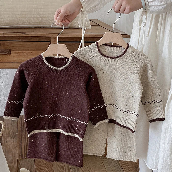 Knitted Long Sleeve Pullover Top & Pants Set