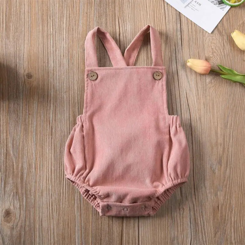 Adorable Baby Romper – Soft Corduroy Sleeveless Jumpsuit