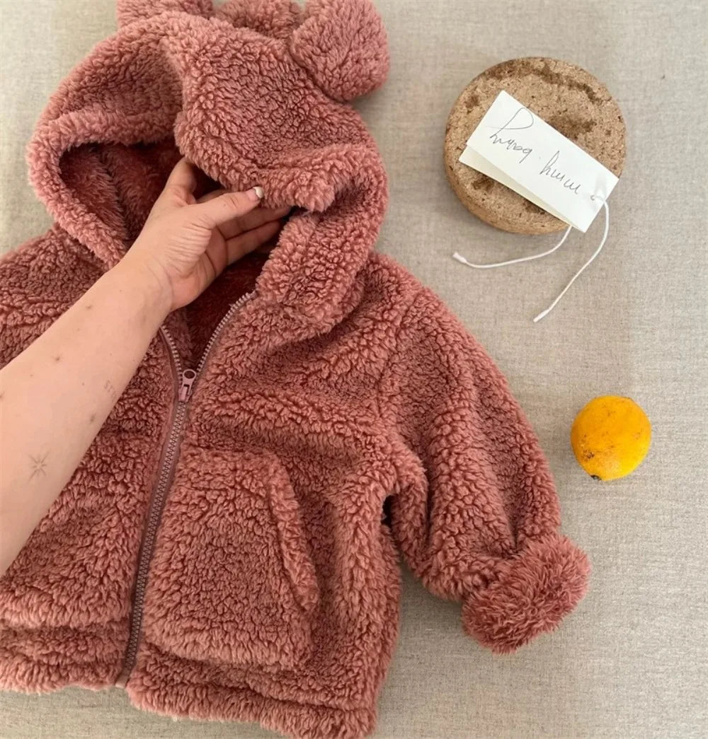 Teddy Bear Plush Hooded Zipper Sweater