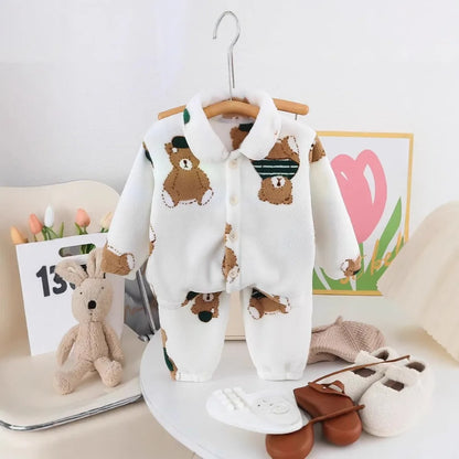 Pajama Suit with Thickened Coral Velvet Set